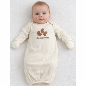 TOUCHED BY NATURE • Cream/Brown Cool Beans Sleeper Gown, 0-6M